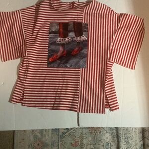 SHORT TSHIRT RED WHITE SMALL